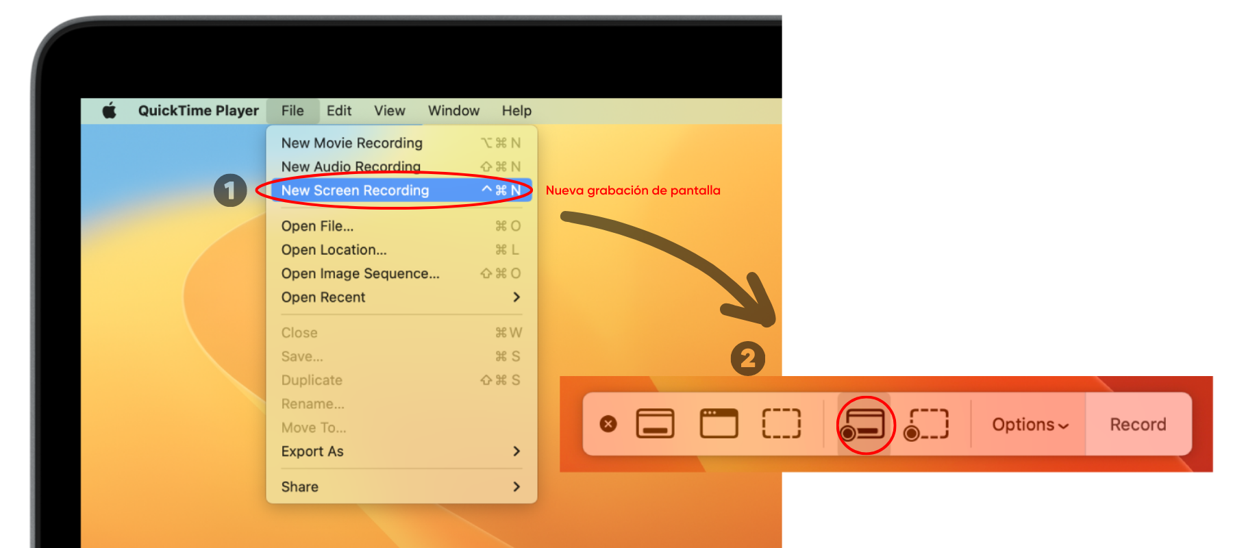 Cómo grabar pantalla de Mac con QuickTime Player
